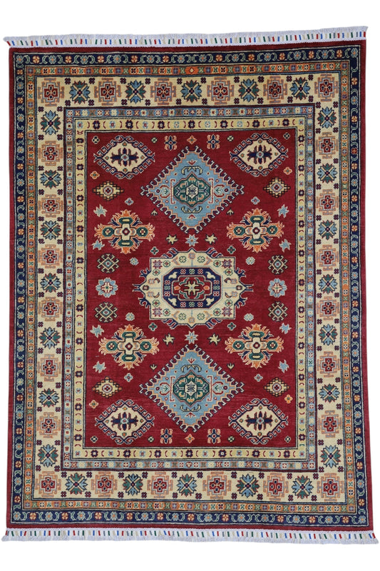 Hand-Knotted Afghani Kazak Wool Rug – 4’10″  x  6’6″ - Tampa Home & Garden Store