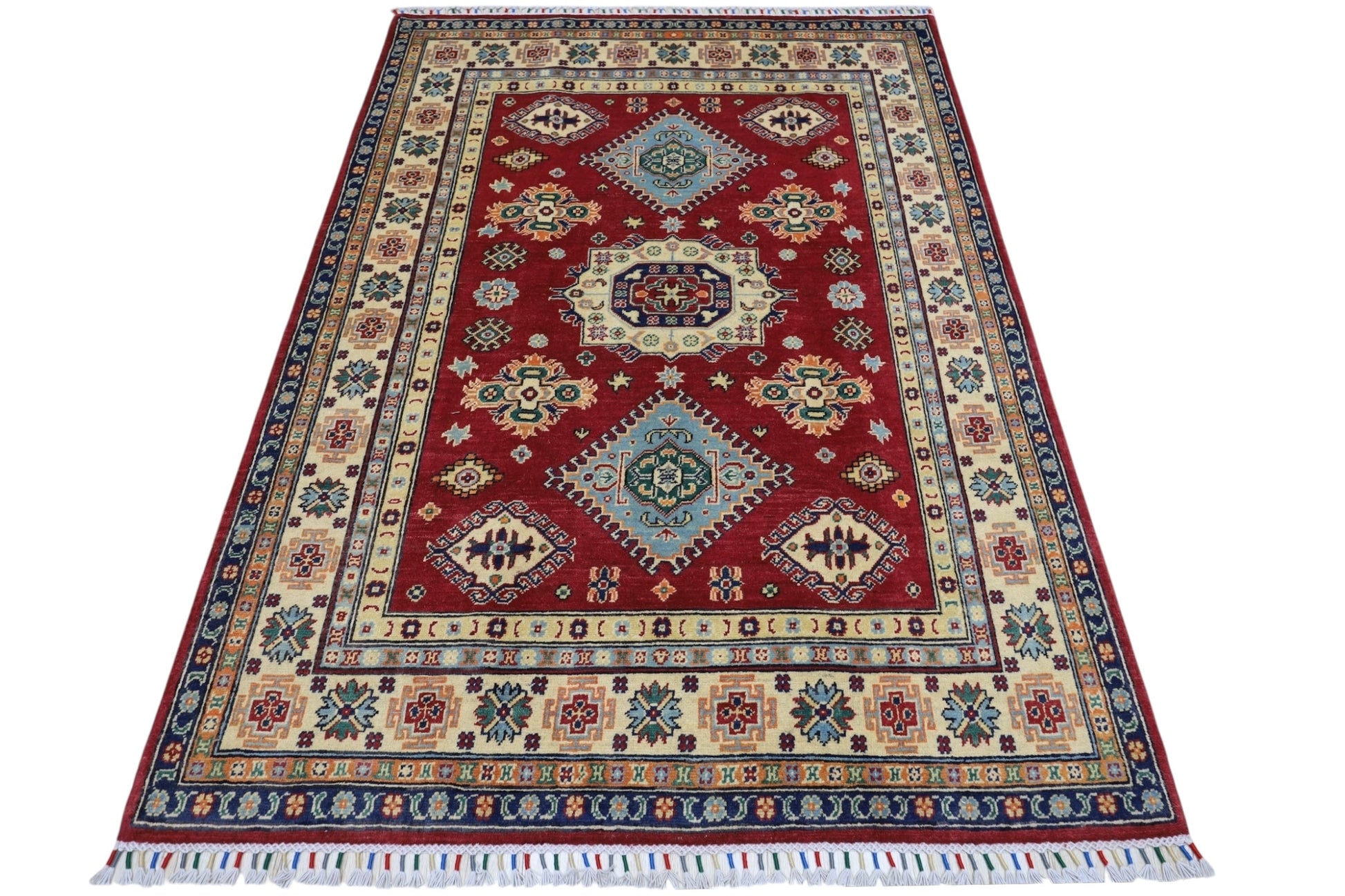 Hand-Knotted Afghani Kazak Wool Rug – 4’10″  x  6’6″ - Tampa Home & Garden Store