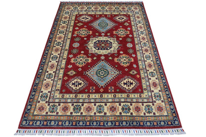 Hand-Knotted Afghani Kazak Wool Rug – 4’10″  x  6’6″ - Tampa Home & Garden Store