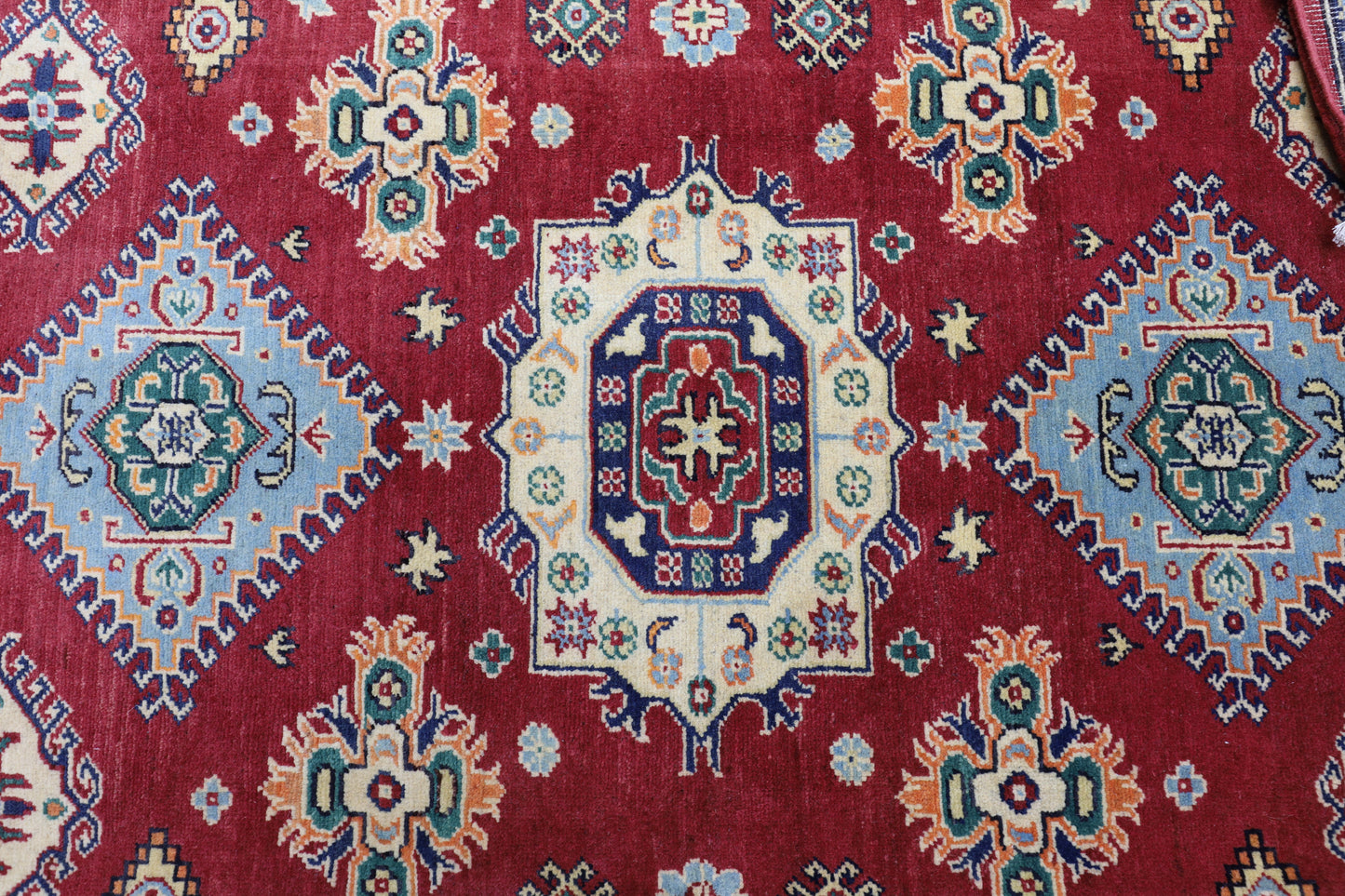 Hand-Knotted Afghani Kazak Wool Rug – 4’10″  x  6’6″ - Tampa Home & Garden Store