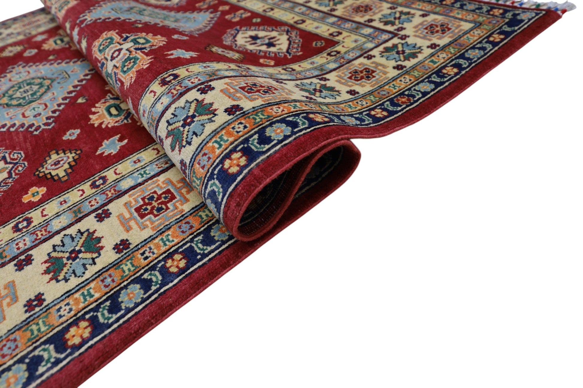 Hand-Knotted Afghani Kazak Wool Rug – 4’10″  x  6’6″ - Tampa Home & Garden Store