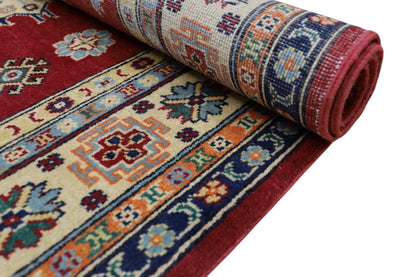 Hand-Knotted Afghani Kazak Wool Rug – 4’10″  x  6’6″ - Tampa Home & Garden Store