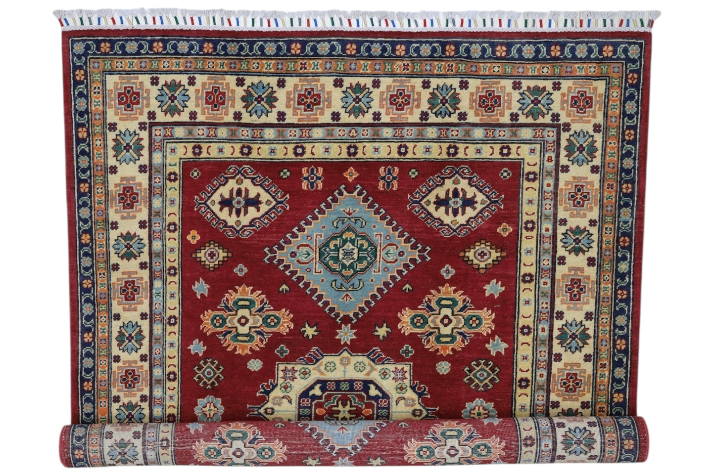 Hand-Knotted Afghani Kazak Wool Rug – 4’10″  x  6’6″ - Tampa Home & Garden Store