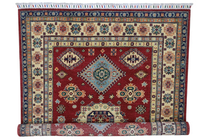 Hand-Knotted Afghani Kazak Wool Rug – 4’10″  x  6’6″ - Tampa Home & Garden Store