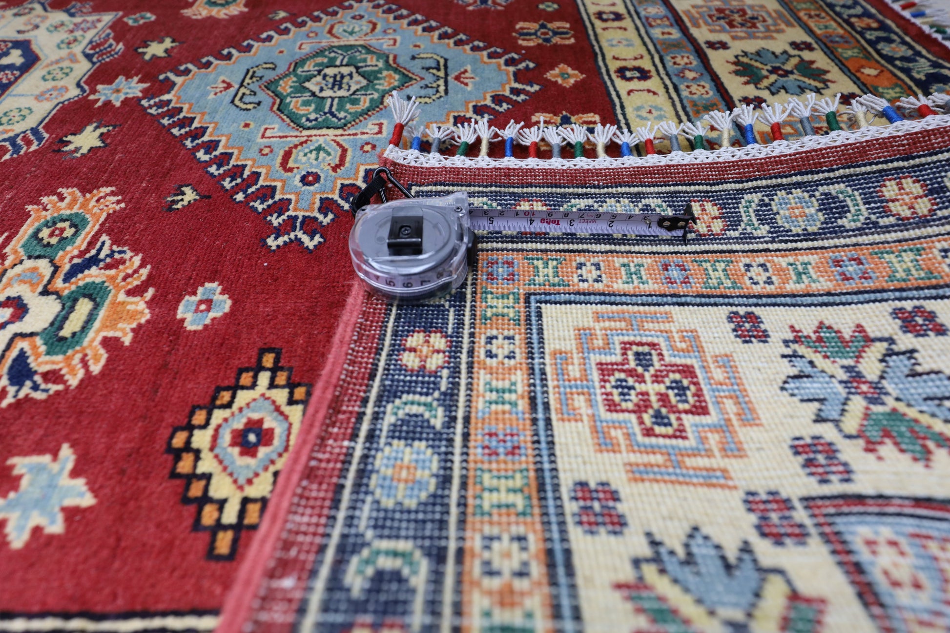 Hand-Knotted Afghani Kazak Wool Rug – 4’10″  x  6’6″ - Tampa Home & Garden Store