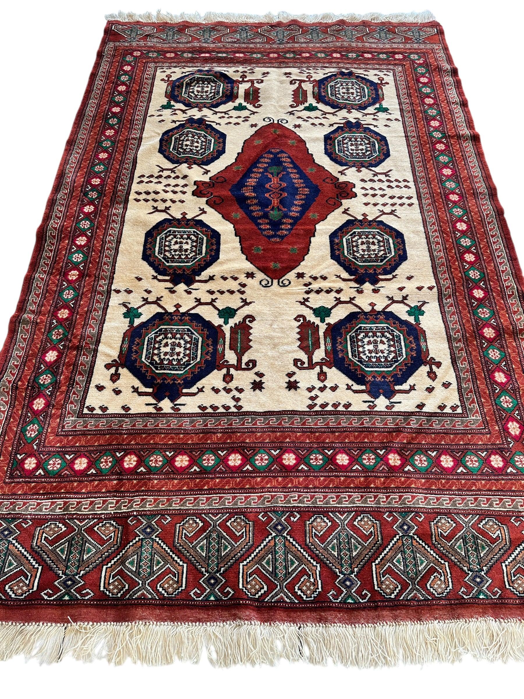 Hand-Knotted Afghani Kazak Wool Rug - 4'8" x 7'2" - Tampa Home & Garden Store