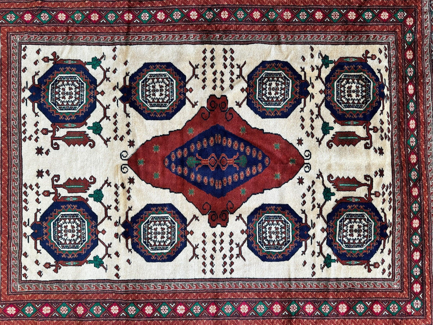 Hand-Knotted Afghani Kazak Wool Rug - 4'8" x 7'2" - Tampa Home & Garden Store