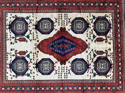 Hand-Knotted Afghani Kazak Wool Rug - 4'8" x 7'2" - Tampa Home & Garden Store