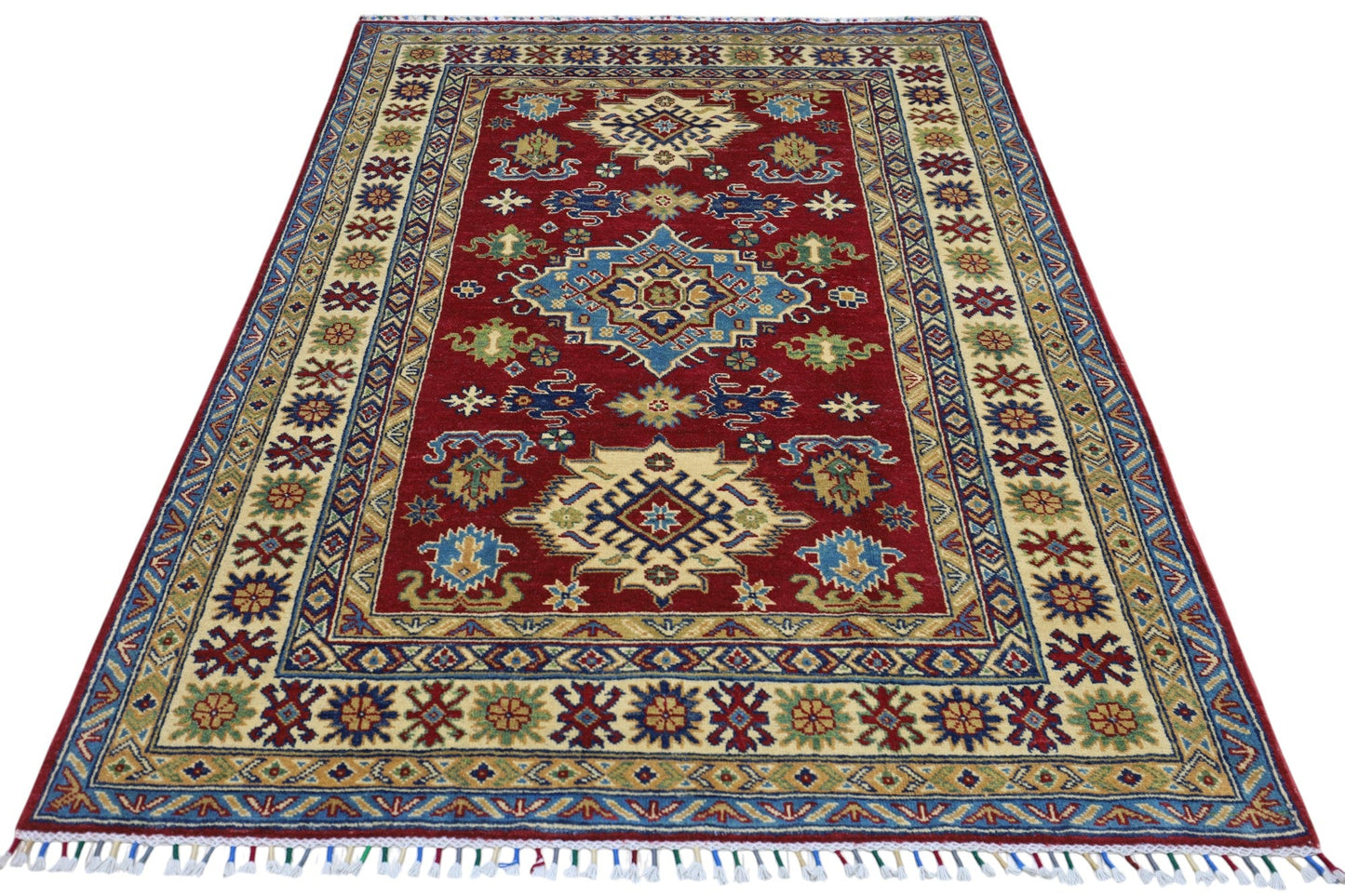 Hand-Knotted Afghani Kazak Wool Rug – 4’9″  x  6’8″ - Tampa Home & Garden Store