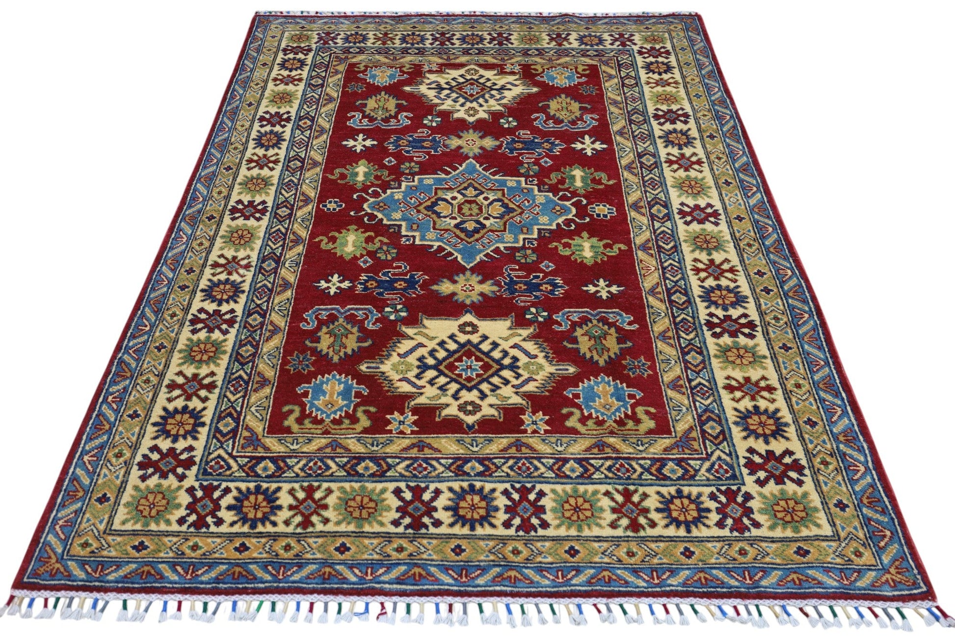 Hand-Knotted Afghani Kazak Wool Rug – 4’9″  x  6’8″ - Tampa Home & Garden Store