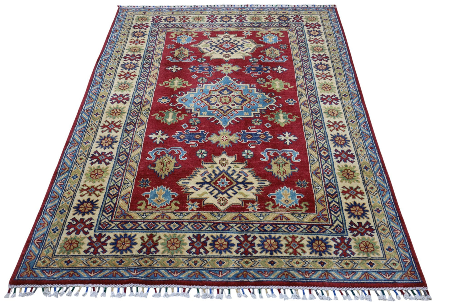 Hand-Knotted Afghani Kazak Wool Rug – 4’9″  x  6’8″ - Tampa Home & Garden Store