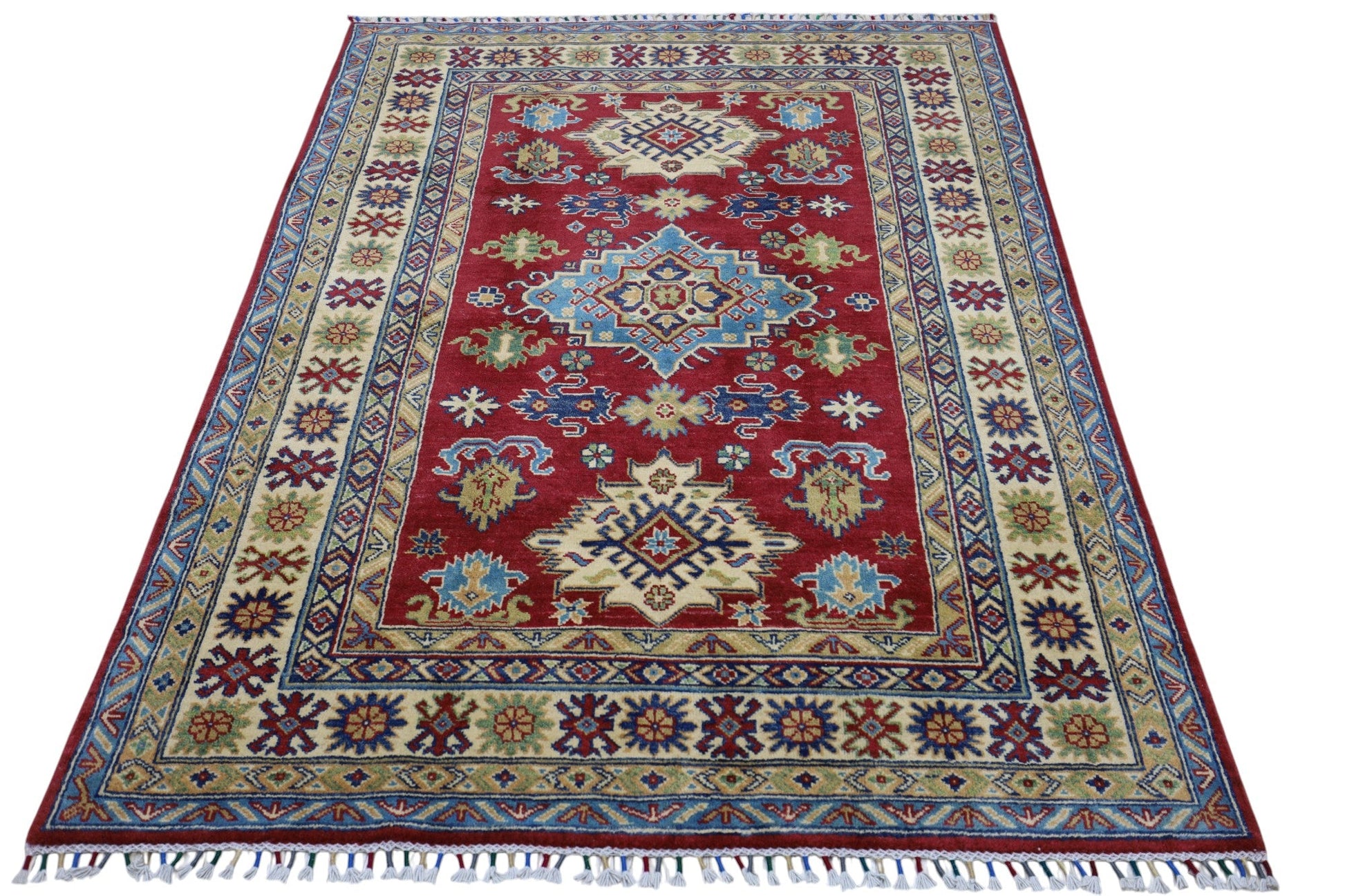 Hand-Knotted Afghani Kazak Wool Rug – 4’9″  x  6’8″ - Tampa Home & Garden Store