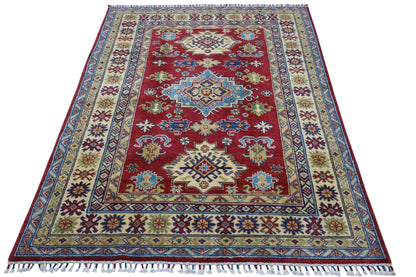 Hand-Knotted Afghani Kazak Wool Rug – 4’9″  x  6’8″ - Tampa Home & Garden Store
