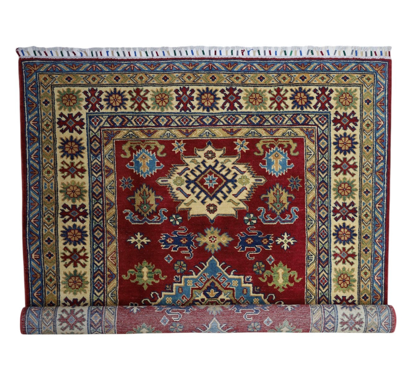 Hand-Knotted Afghani Kazak Wool Rug – 4’9″  x  6’8″ - Tampa Home & Garden Store