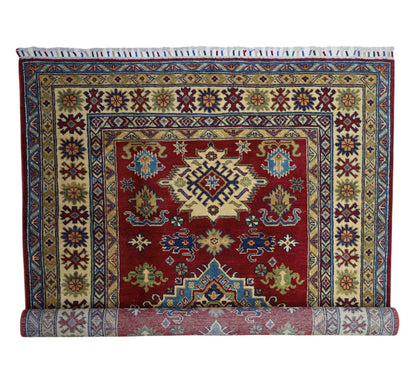 Hand-Knotted Afghani Kazak Wool Rug – 4’9″  x  6’8″ - Tampa Home & Garden Store