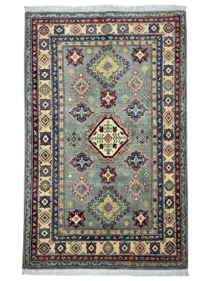 Hand-Knotted Afghani Kazak Wool Rug – 4’ x  6’ - Tampa Home & Garden Store