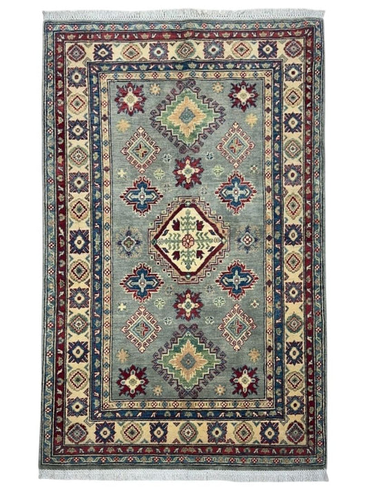Hand-Knotted Afghani Kazak Wool Rug – 4’ x  6’ - Tampa Home & Garden Store