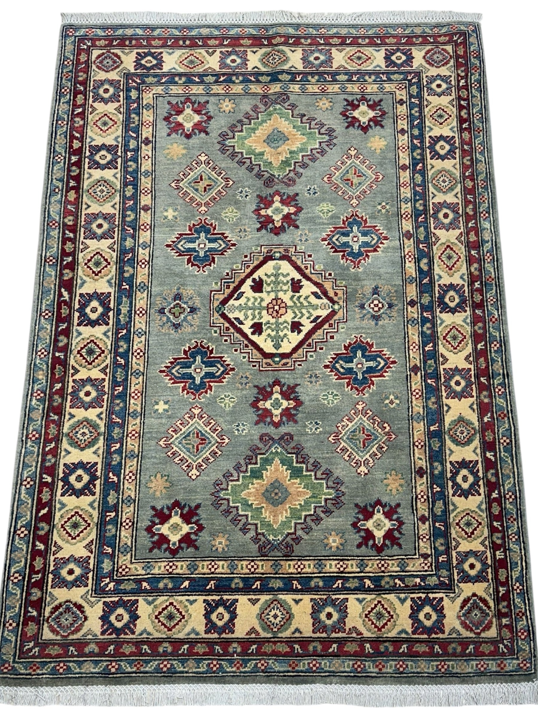 Hand-Knotted Afghani Kazak Wool Rug – 4’ x  6’ - Tampa Home & Garden Store