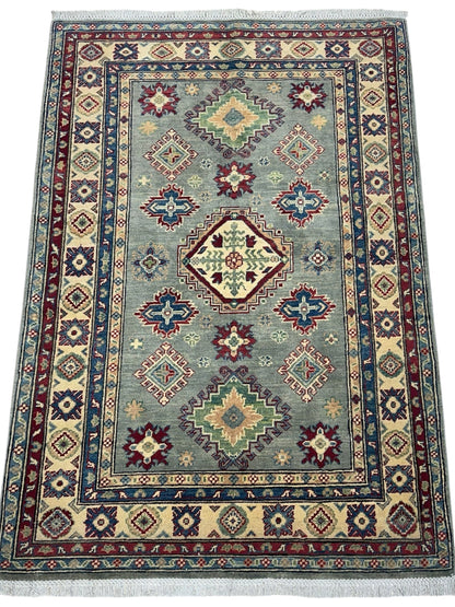 Hand-Knotted Afghani Kazak Wool Rug – 4’ x  6’ - Tampa Home & Garden Store