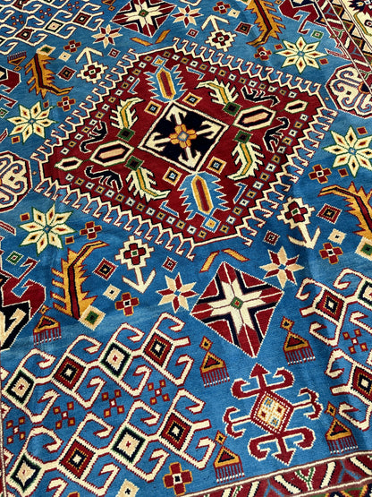 Hand-Knotted Afghani Kazak Wool Rug – 5’0″  x  6’10″ - Tampa Home & Garden Store