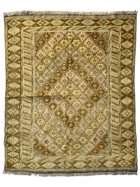 Hand-Knotted Afghani Nakhunak Wool Rug - 4' x 4'11" - Tampa Home & Garden Store