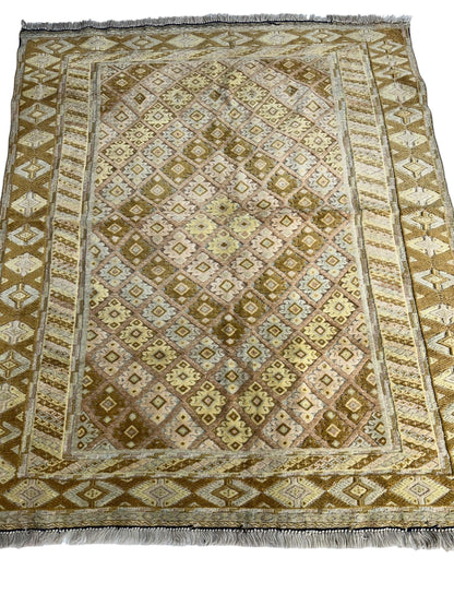 Hand-Knotted Afghani Nakhunak Wool Rug - 4' x 4'11" - Tampa Home & Garden Store