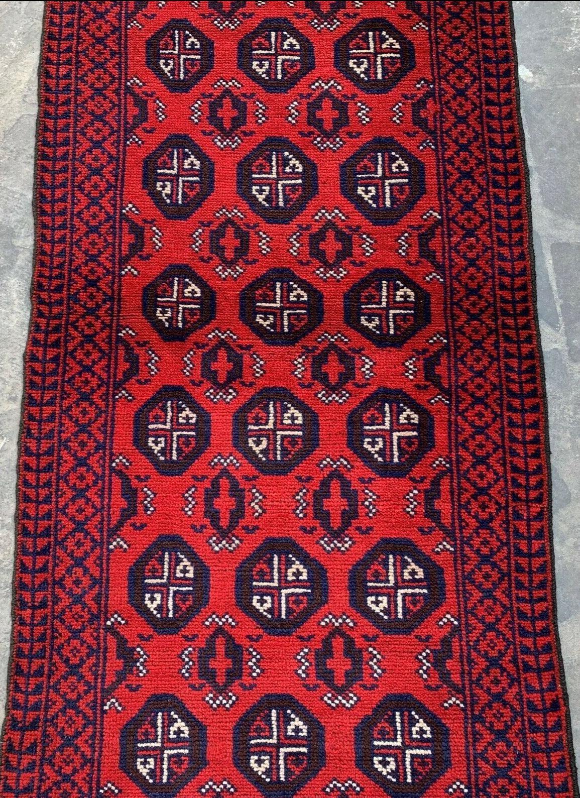 Hand Knotted Afghani Wool Baluch Runner Rug With Rug Pad 2x7 Ft - Tampa Home & Garden Store
