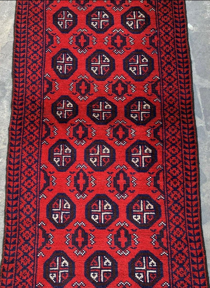 Hand Knotted Afghani Wool Baluch Runner Rug With Rug Pad 2x7 Ft - Tampa Home & Garden Store
