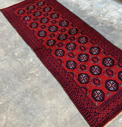 Hand Knotted Afghani Wool Baluch Runner Rug With Rug Pad 2x7 Ft - Tampa Home & Garden Store