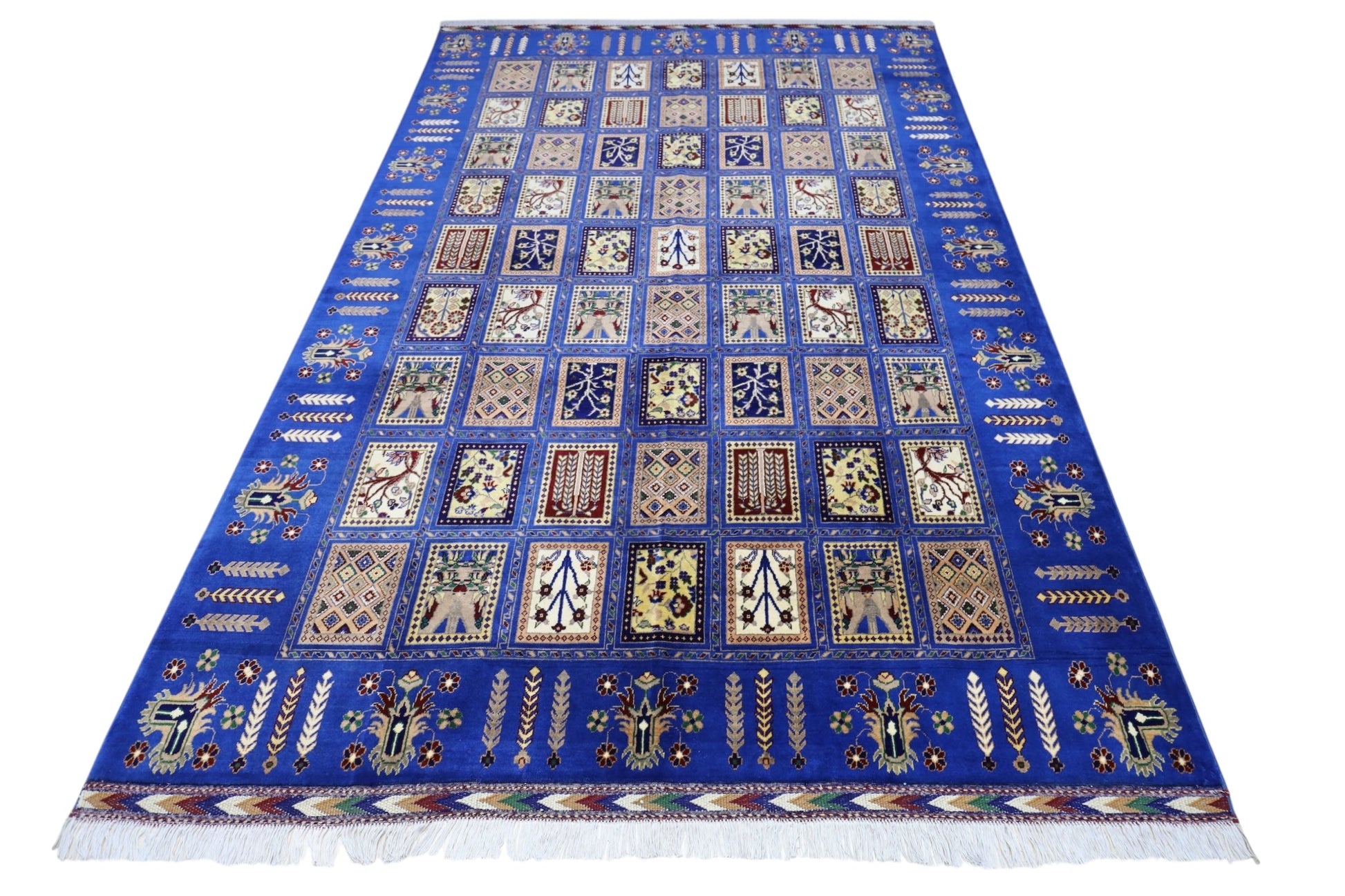 Hand-Knotted Bakhtiari Afghan Wool Area Rug – 6'7" x 9'9" | Blue, Durable, Timeless Design - Tampa Home & Garden Store