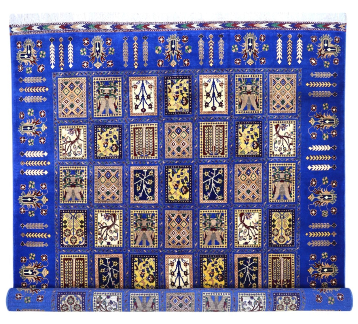 Hand-Knotted Bakhtiari Afghan Wool Area Rug – 6'7" x 9'9" | Blue, Durable, Timeless Design - Tampa Home & Garden Store