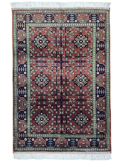Hand-Knotted Bukharayi Rug – Brown 59” x 40” | Traditional Afghani Wool Rug - Tampa Home & Garden Store