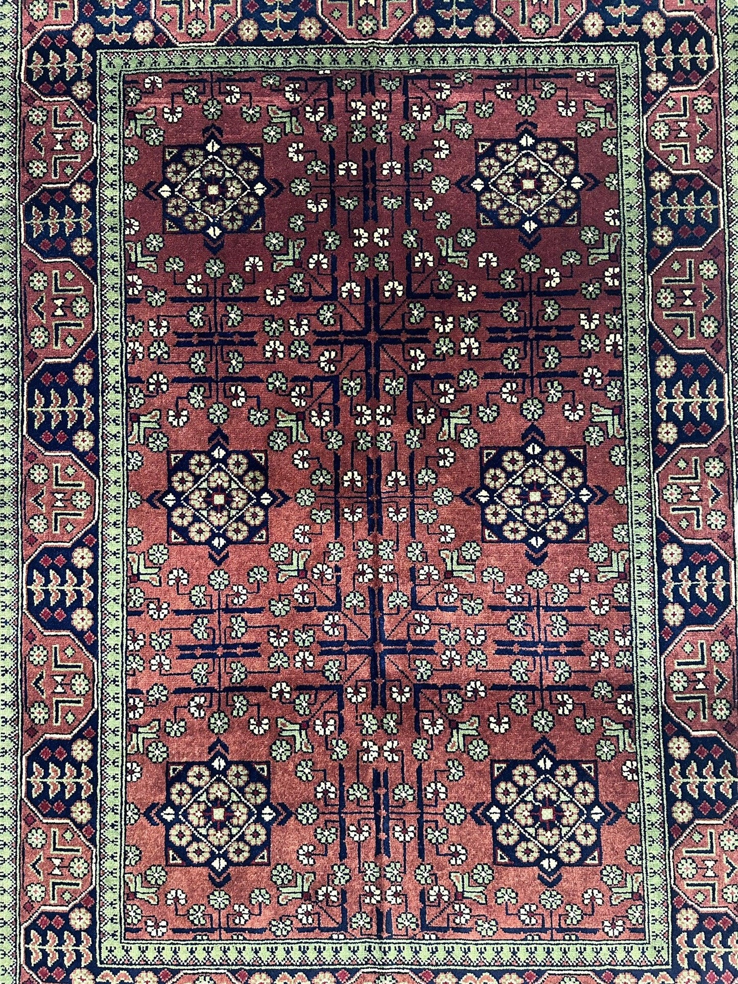Hand-Knotted Bukharayi Rug – Brown 59” x 40” | Traditional Afghani Wool Rug - Tampa Home & Garden Store