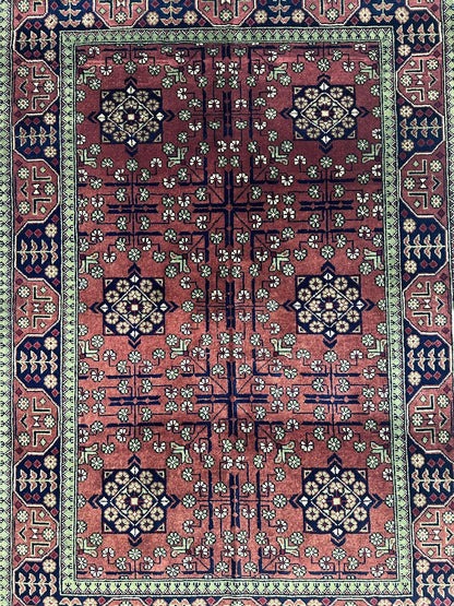 Hand-Knotted Bukharayi Rug – Brown 59” x 40” | Traditional Afghani Wool Rug - Tampa Home & Garden Store