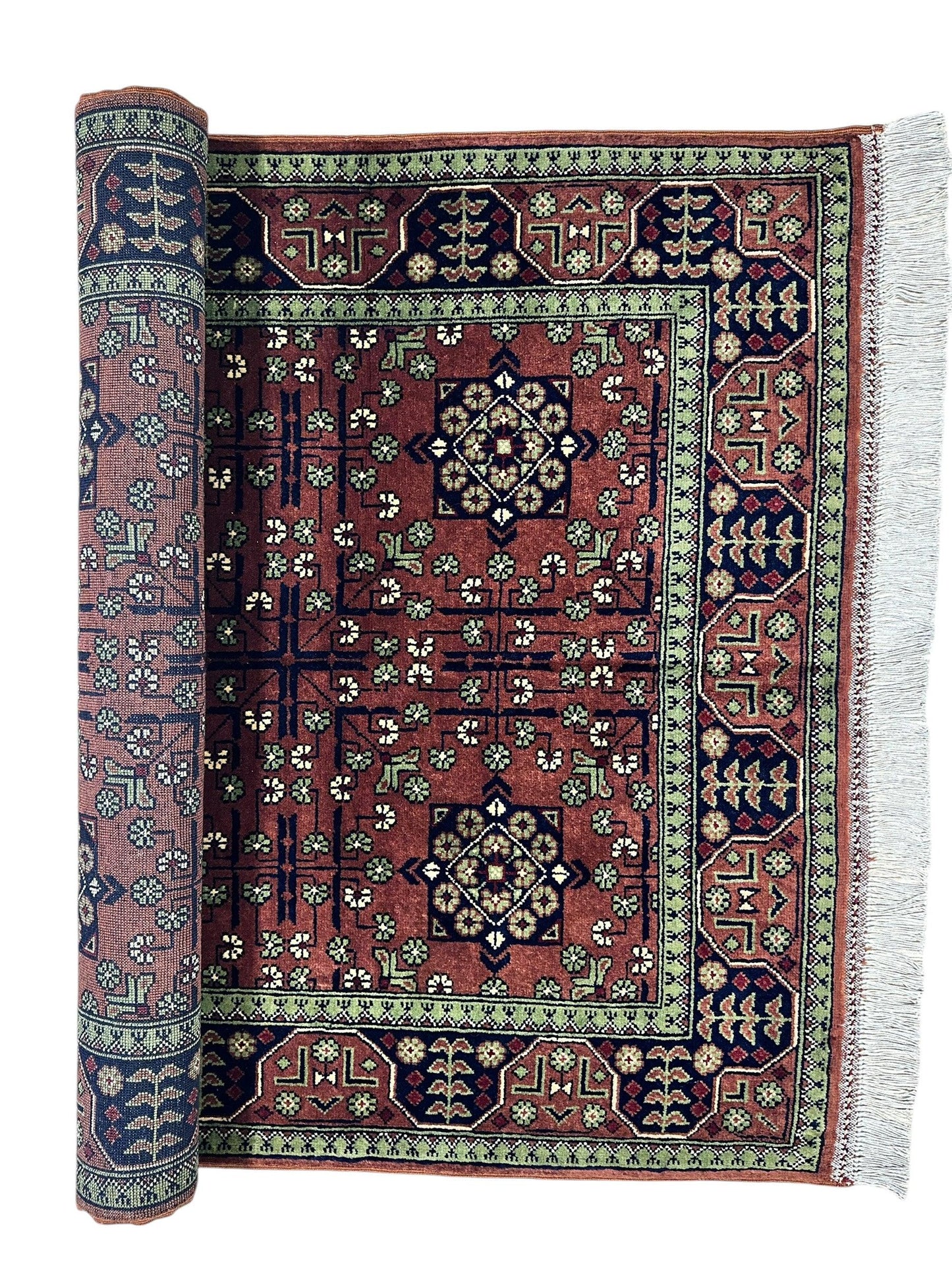 Hand-Knotted Bukharayi Rug – Brown 59” x 40” | Traditional Afghani Wool Rug - Tampa Home & Garden Store