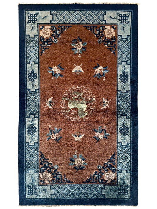 Hand-Knotted Chinese Silk Peking Rug – 3’ x 5’ – Luxurious Floral Design - Tampa Home & Garden Store