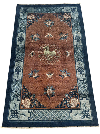Hand-Knotted Chinese Silk Peking Rug – 3’ x 5’ – Luxurious Floral Design - Tampa Home & Garden Store