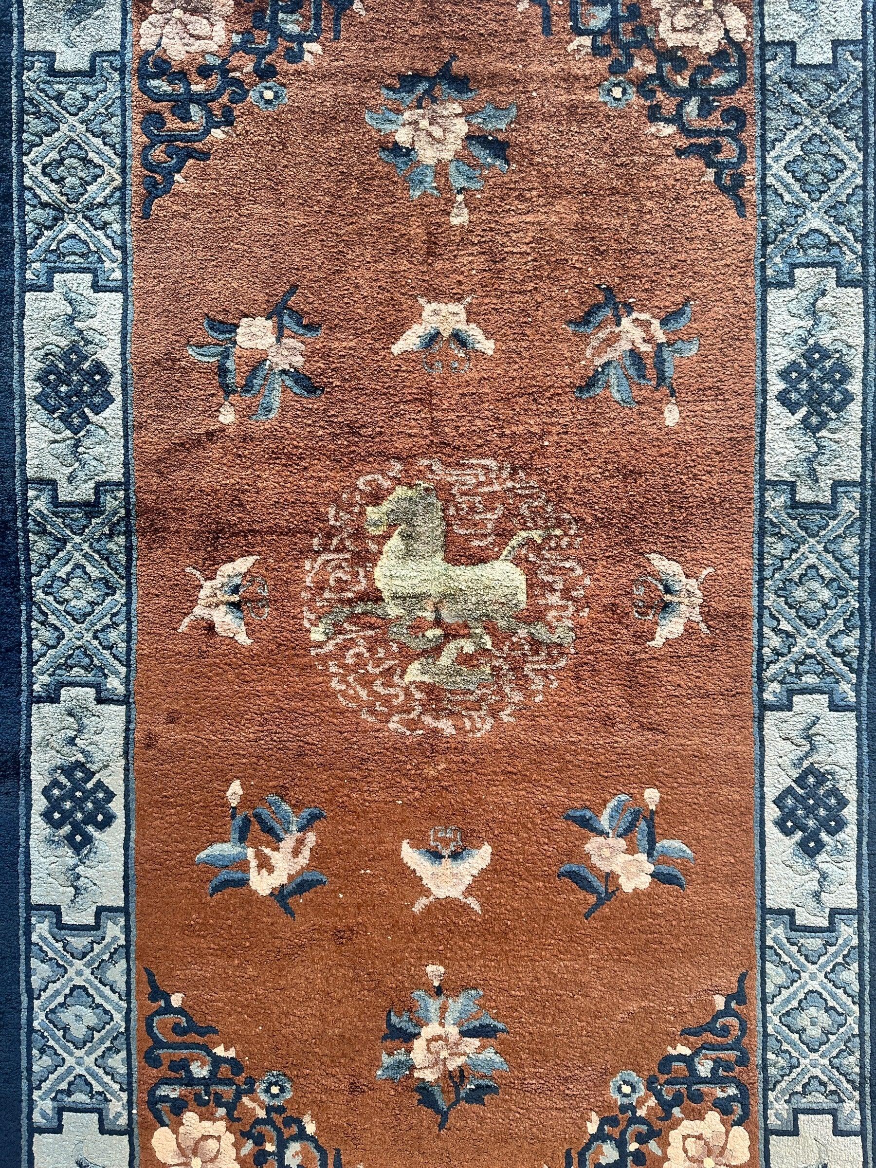Hand-Knotted Chinese Silk Peking Rug – 3’ x 5’ – Luxurious Floral Design - Tampa Home & Garden Store