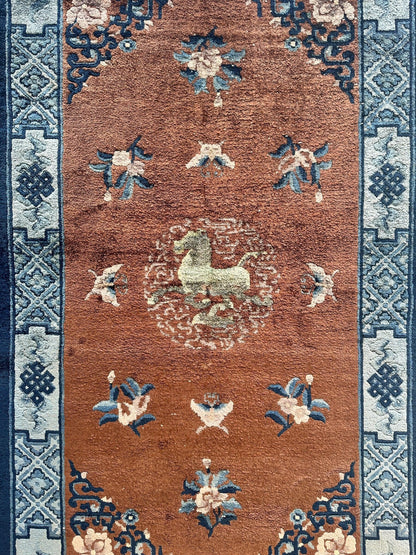 Hand-Knotted Chinese Silk Peking Rug – 3’ x 5’ – Luxurious Floral Design - Tampa Home & Garden Store