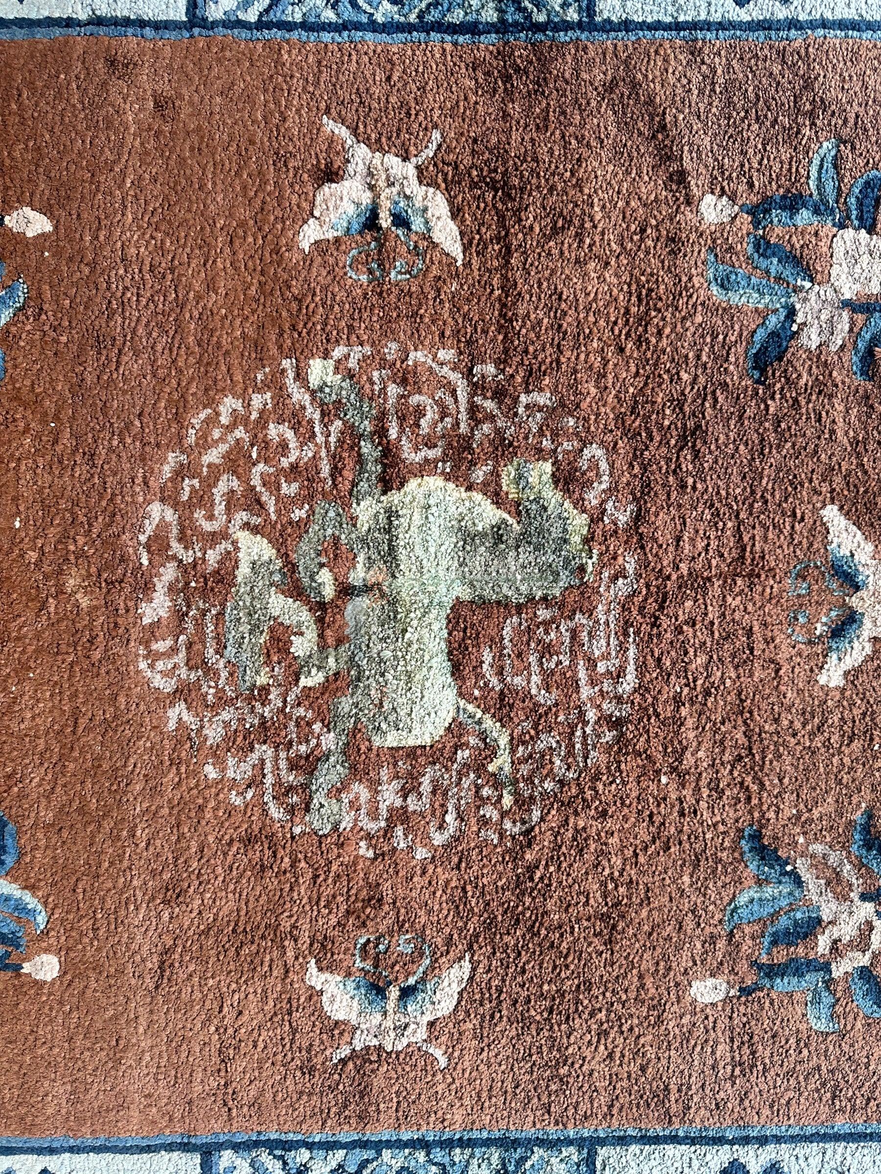 Hand-Knotted Chinese Silk Peking Rug – 3’ x 5’ – Luxurious Floral Design - Tampa Home & Garden Store