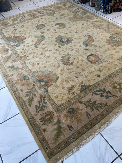 Hand-Knotted Oushak Soft Wool Rug 8 x 10 - Tampa Home & Garden Store