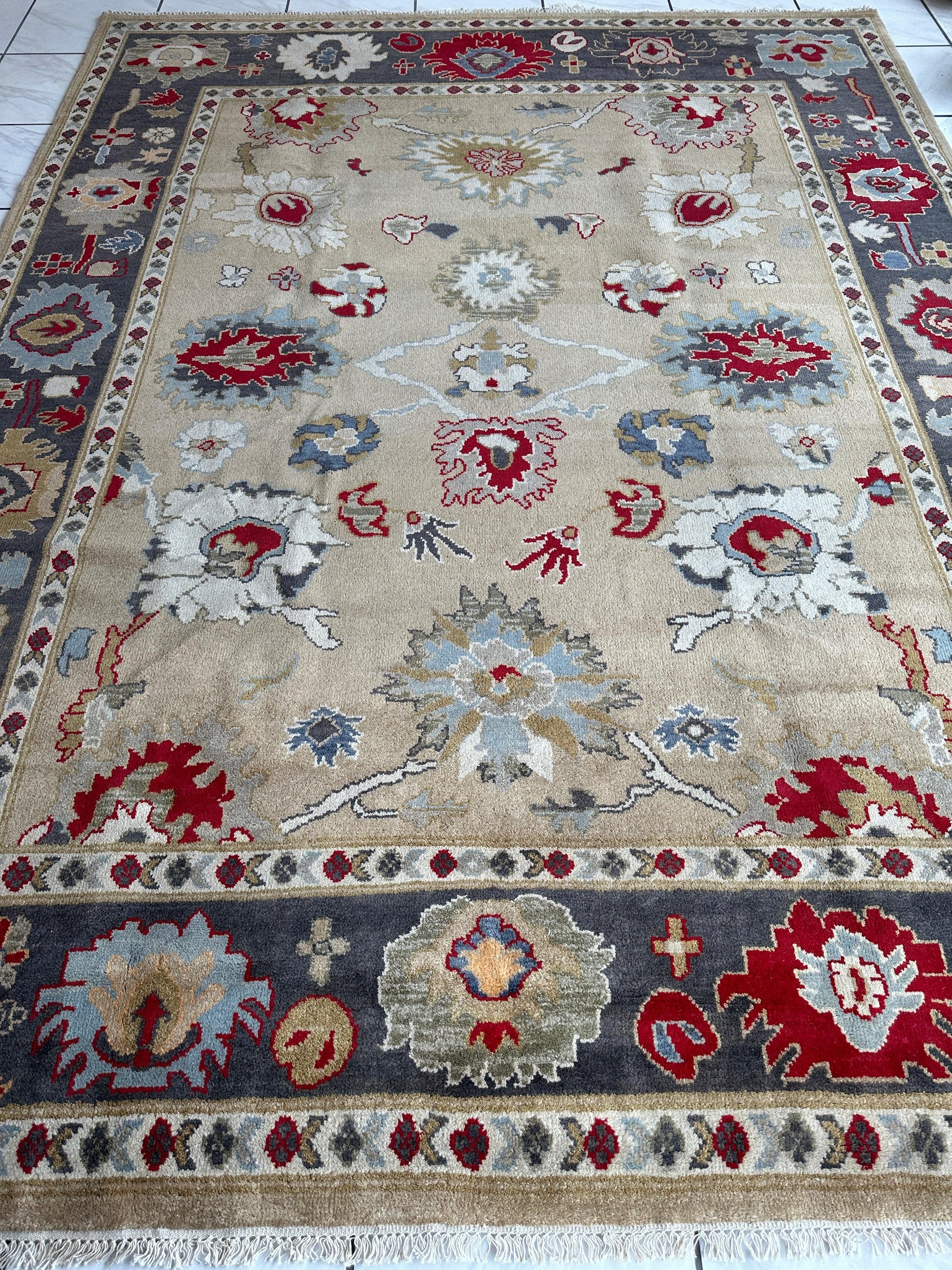 Hand Knotted Oushak Traditional Wool Rug, Living Room 9 x 12 Rug - Tampa Home & Garden Store