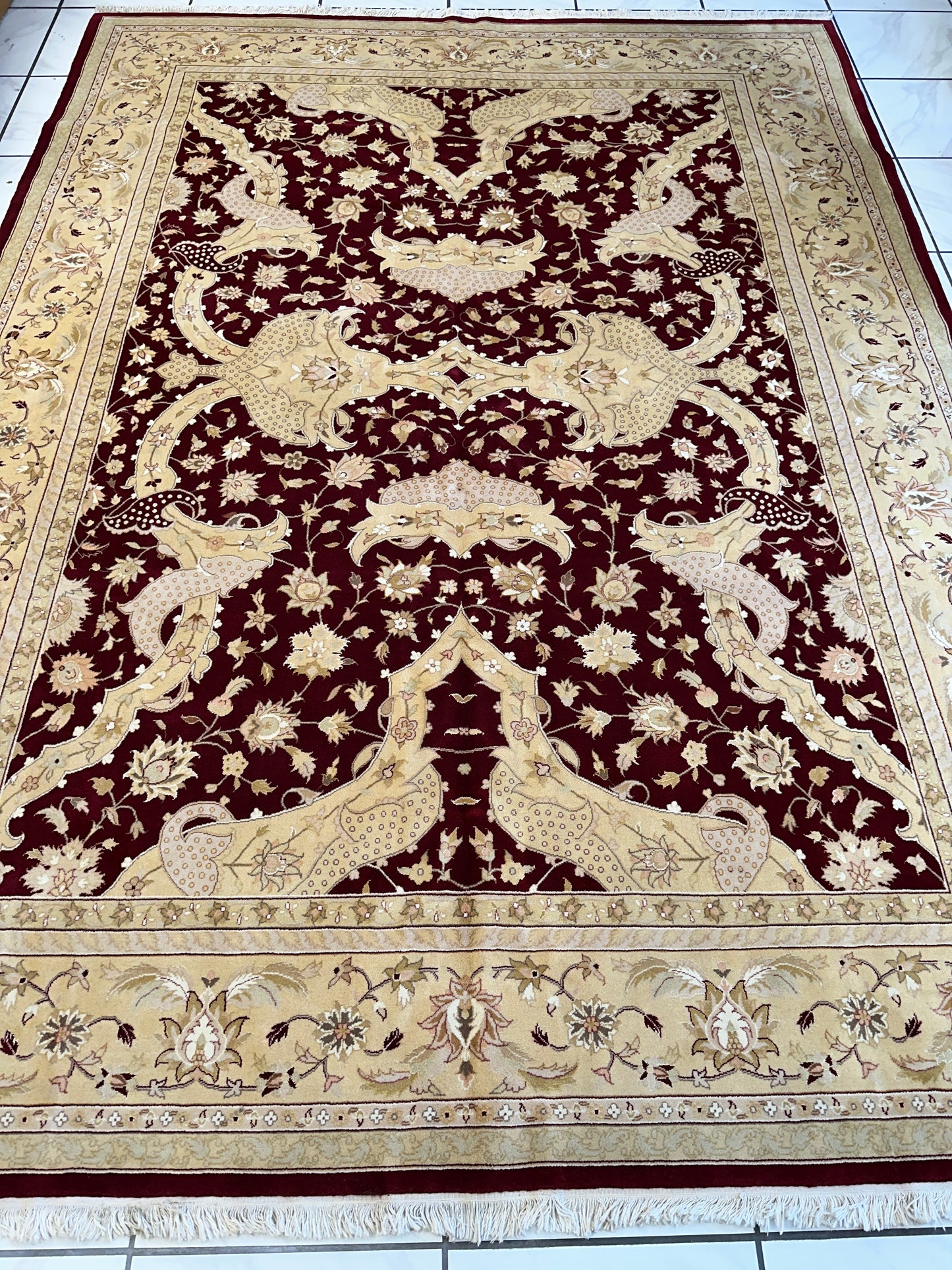 Hand-Knotted Pak-Ziegler Wool Rug – 8'7" x 11'7" – Traditional Design, Warm Earth Tones - Tampa Home & Garden Store