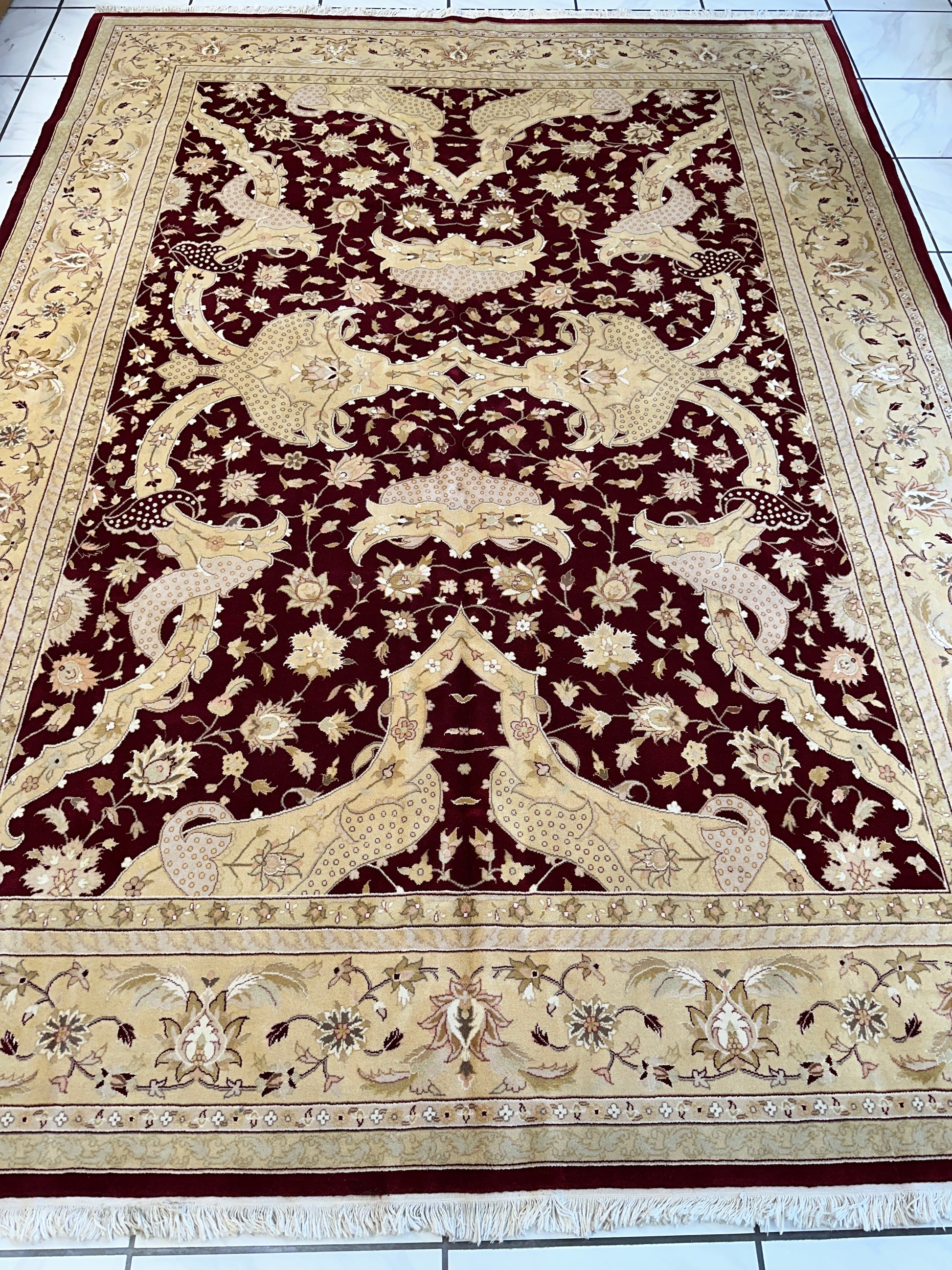 Hand-Knotted Pak-Ziegler Wool Rug – 8'7" x 11'7" – Traditional Design, Warm Earth Tones - Tampa Home & Garden Store