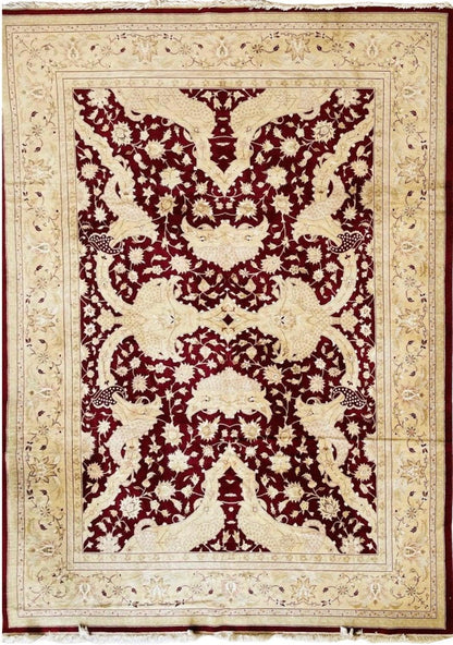Hand-Knotted Pak-Ziegler Wool Rug – 8'7" x 11'7" – Traditional Design, Warm Earth Tones - Tampa Home & Garden Store