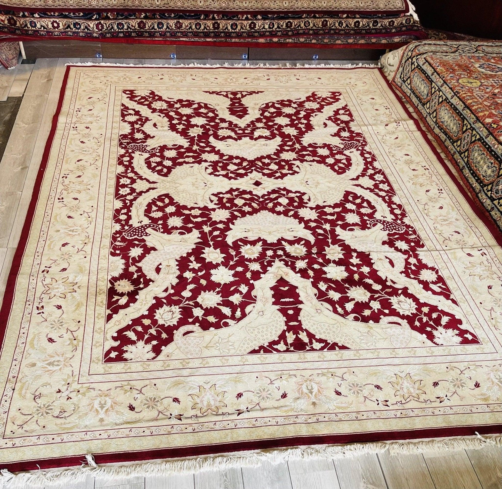 Hand-Knotted Pak-Ziegler Wool Rug – 8'7" x 11'7" – Traditional Design, Warm Earth Tones - Tampa Home & Garden Store