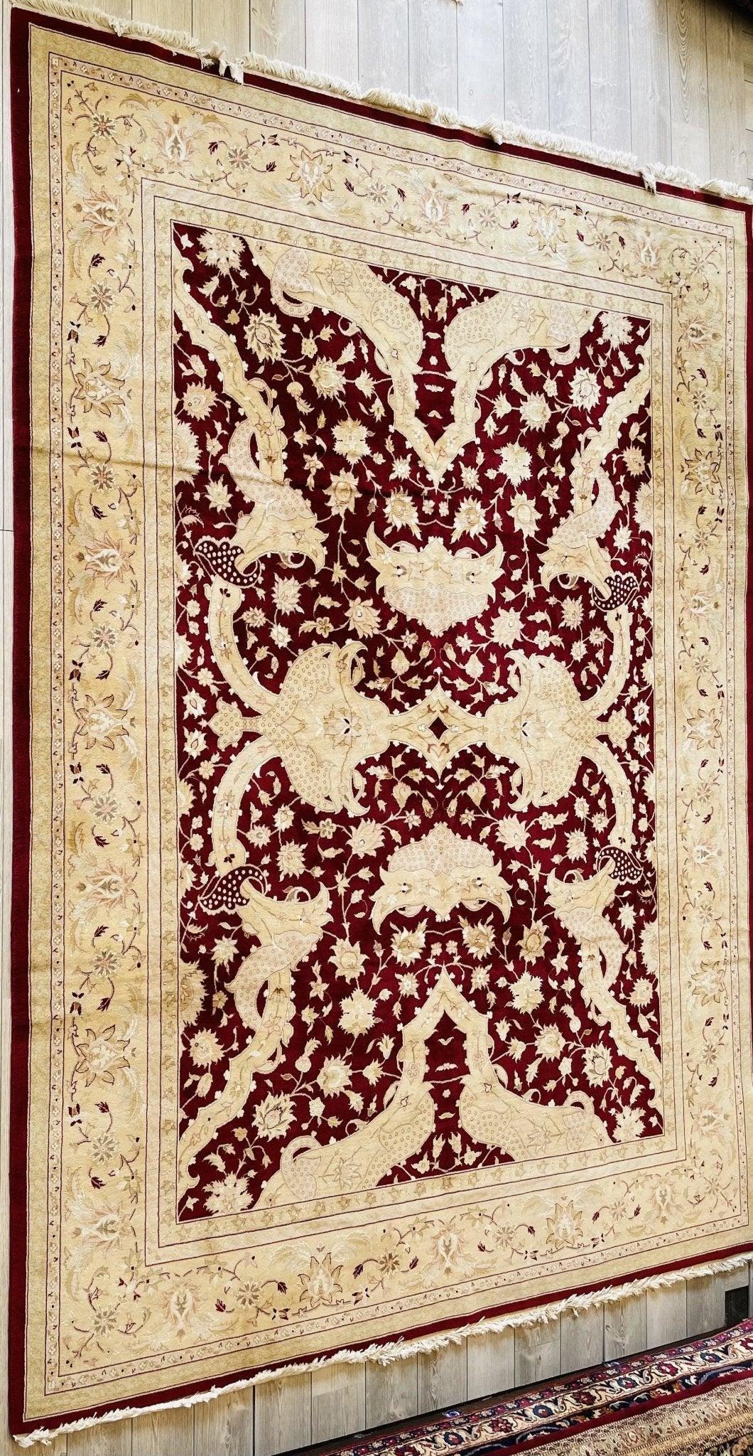 Hand-Knotted Pak-Ziegler Wool Rug – 8'7" x 11'7" – Traditional Design, Warm Earth Tones - Tampa Home & Garden Store