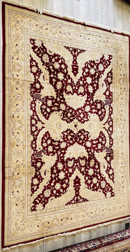 Hand-Knotted Pak-Ziegler Wool Rug – 8'7" x 11'7" – Traditional Design, Warm Earth Tones - Tampa Home & Garden Store