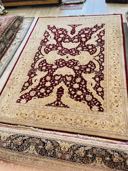 Hand-Knotted Pak-Ziegler Wool Rug – 8'7" x 11'7" – Traditional Design, Warm Earth Tones - Tampa Home & Garden Store