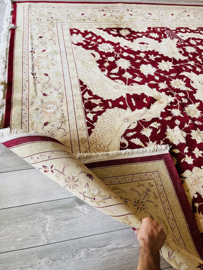Hand-Knotted Pak-Ziegler Wool Rug – 8'7" x 11'7" – Traditional Design, Warm Earth Tones - Tampa Home & Garden Store
